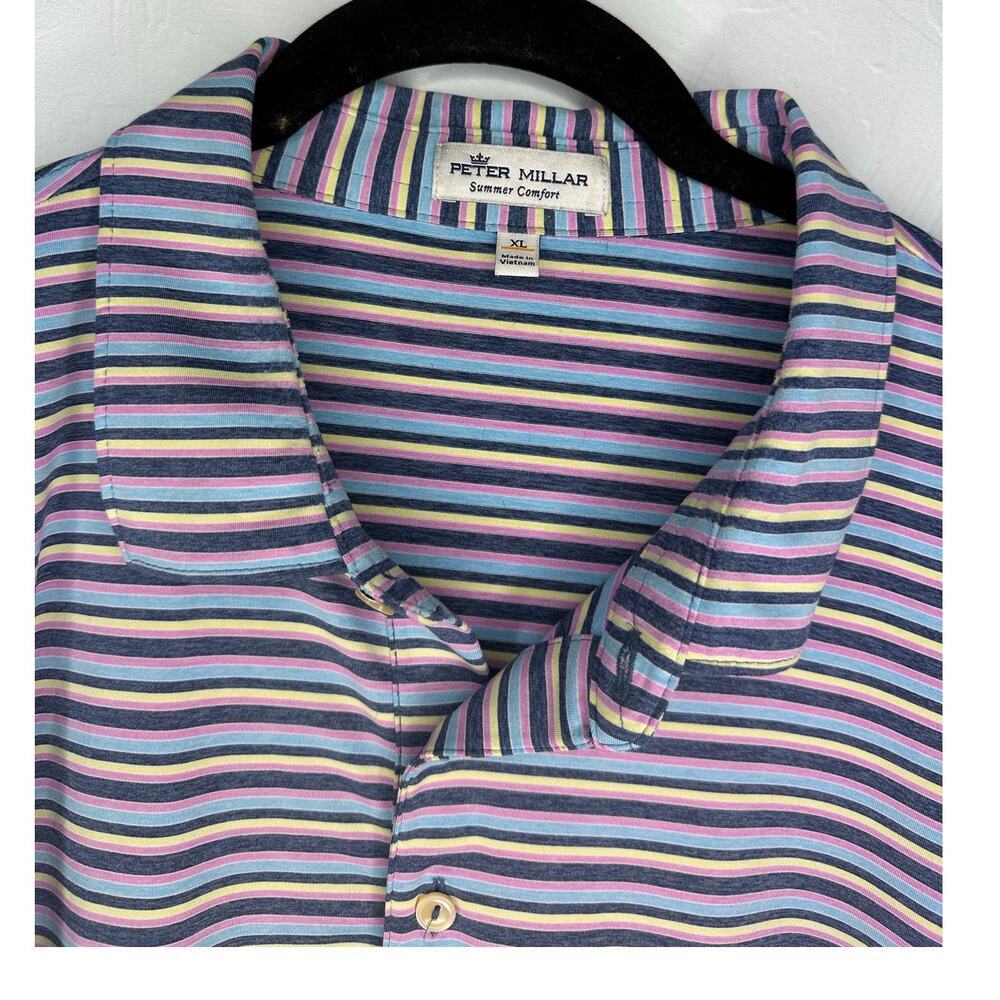 Peter Millar Summer Comfort Golf Shirt Men's Size XL Striped Purple Blue Polo - Picture 1 of 10